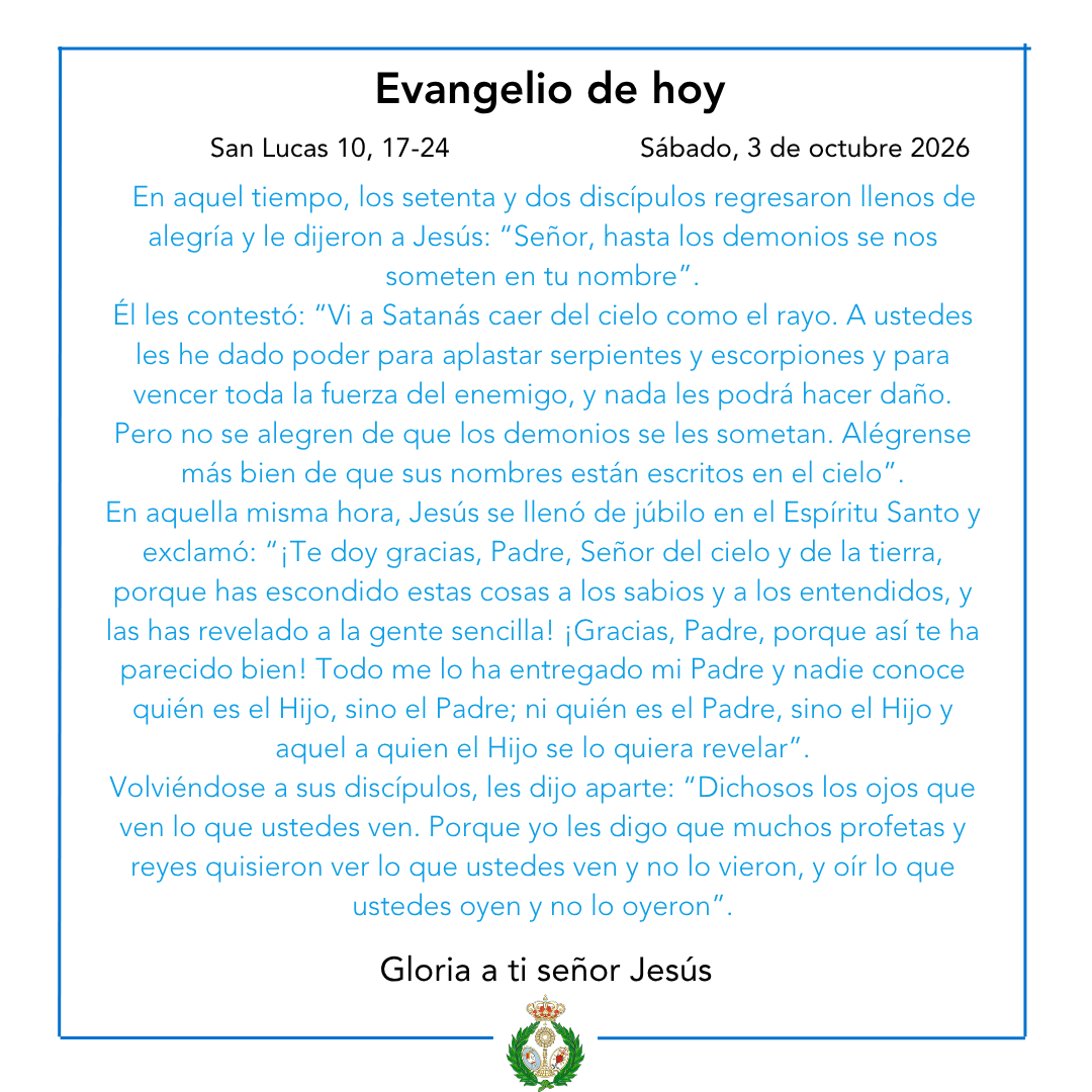 HdadHiniesta's tweet photo. ✝️ EvangelioDeHoy, 📜 San Lucas {10, 17-24} Puedes leerlo al completo deslizando ➡️  

#SoydelaHiniesta https://t.co/yC6qvMP84g