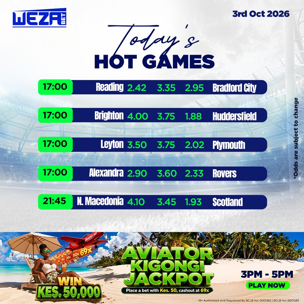 Wezabet's tweet photo. Pick more than 5 games on your multibet and get a boost of upto 300%
Plus,enjoy 20% daily cashback on your net losses.
Claim your multiboost ๐https://t.co/RKAeymxQb0
#HiiNdioInaweza #Vip #Dailycashback https://t.co/bgS2kjP003