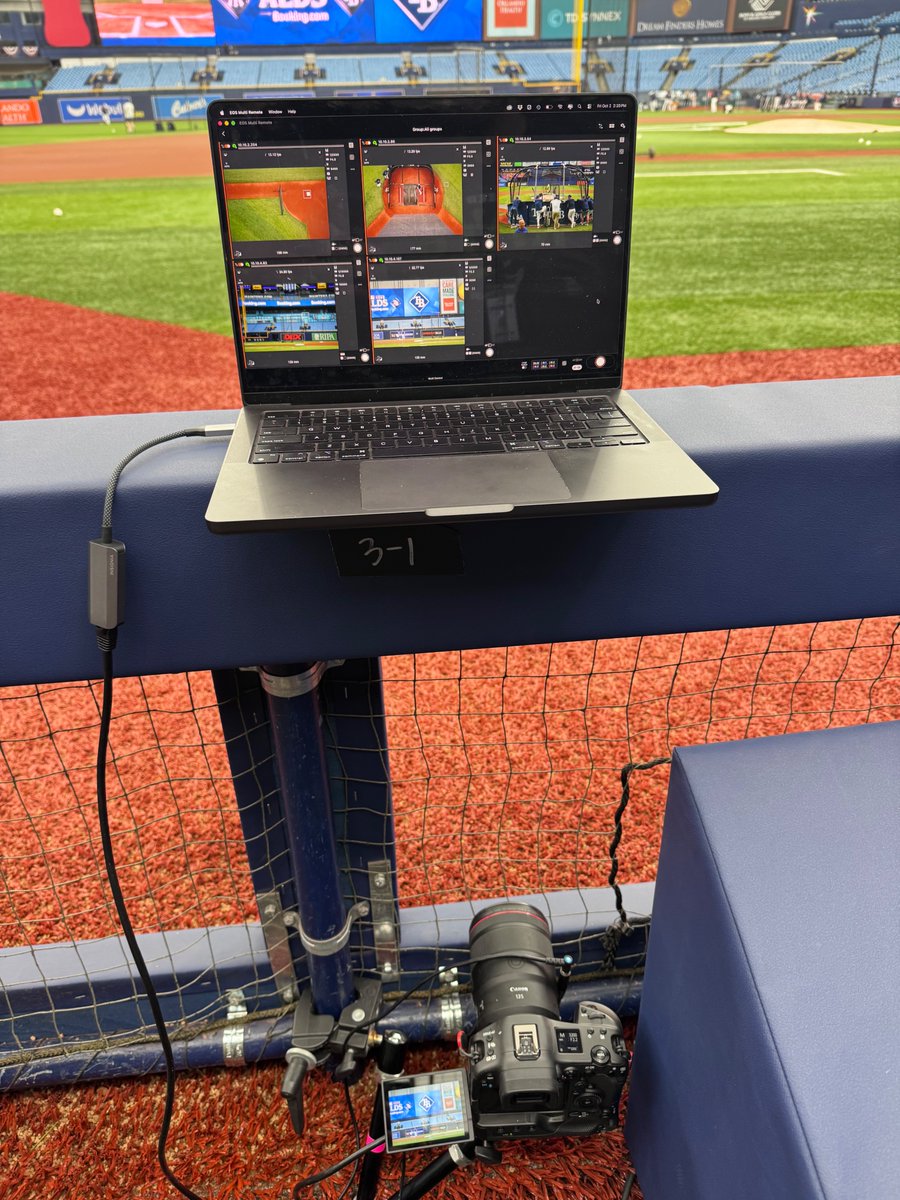 TheChadRyan's tweet photo. My buddy Will Vragovic and I set up and networked remote still cameras using a new app from Canon. I cannot wait to see what we get tonight in Game 1 of the ALDS series between the Tampa Bay Rays and that team a lot of people seem to like from somewhere up northeast. https://t.co/fCqrXFrSvr