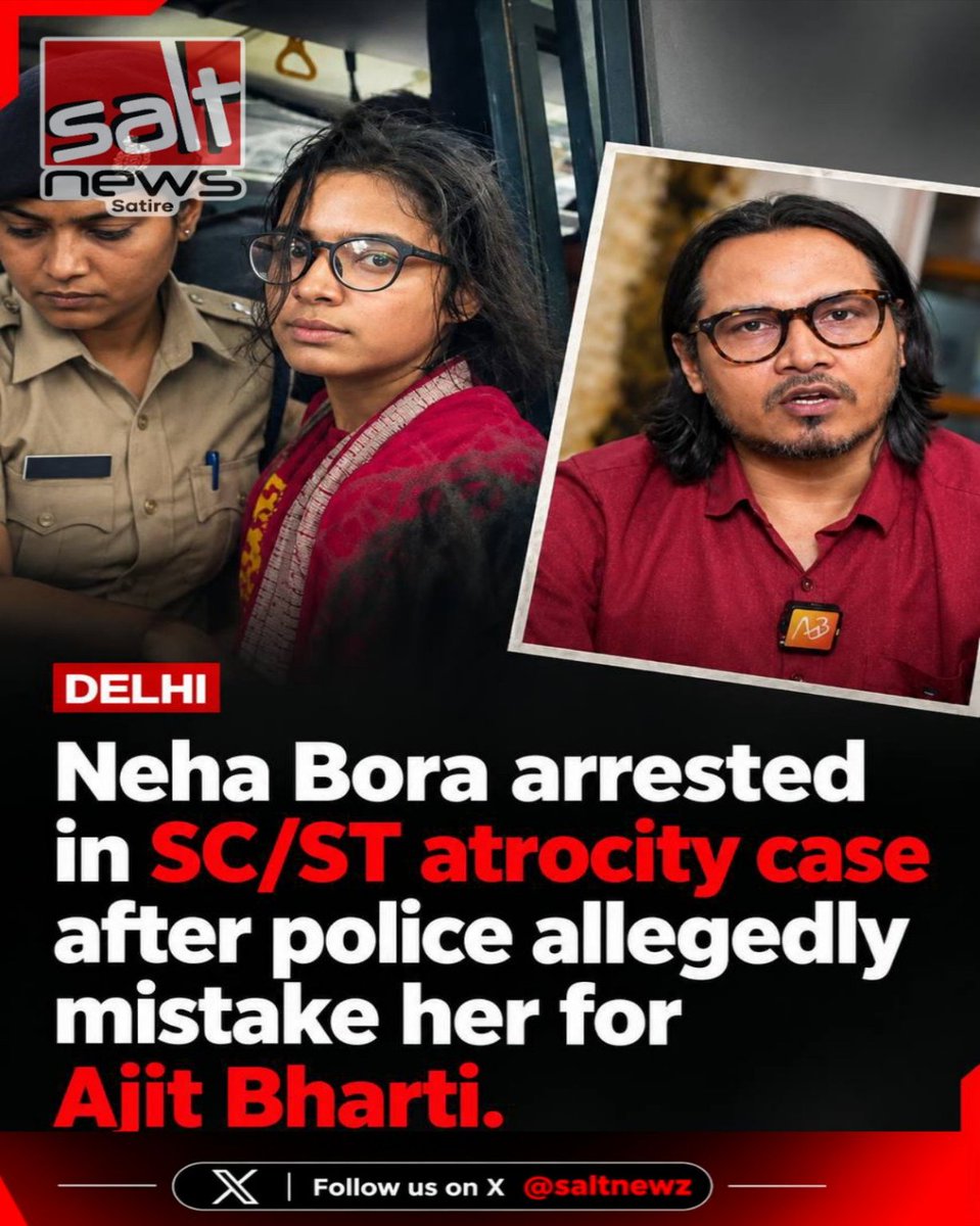 maltnewss's tweet photo. Breaking:
Neha Bora arrested in SC/ST atrocity case after police allegedly mistake her for Ajit Bharti. https://t.co/abGT16nJW4