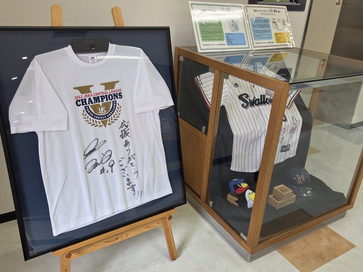 chocolasienne's tweet photo. 石川雅規選手の最後のマウンド見届けて号泣してる😭😭😭
ヤクルトファンでもないし、基本阪神の選手しか見てなかったから、彼を認識したのもわりとこの数年なんだけど、本当にみんなに愛され尊敬される小さな大投手だったんだなーって✨

これは気仙沼に(カツオ繋がりで)飾ってあった石川雅規のユニ https://t.co/phuRFduFLW