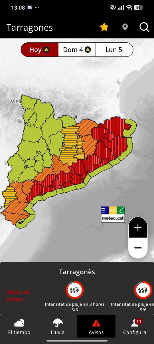 allansitov's tweet photo. @emergenciescat @meteocat Envieu el Es Alert a Tarragona, Meteocat es mes precis que AEMET i es clar https://t.co/698Q0vgG1l