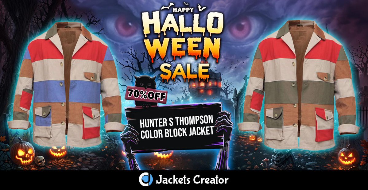 jacketscreator's tweet photo. 🕶️ Hunter S. Thompson Jacket 🧥
Stand out with the iconic Hunter S. Thompson-inspired style this Halloween! 🔥
🎃 HALLOWEEN SALE — 70% OFF! 🎃

🛍️ https://t.co/3C55Eihuox

#HunterSThompson #HalloweenSale #VintageJacket #JacketStyle #70Off https://t.co/9yWoEq5zQ8
