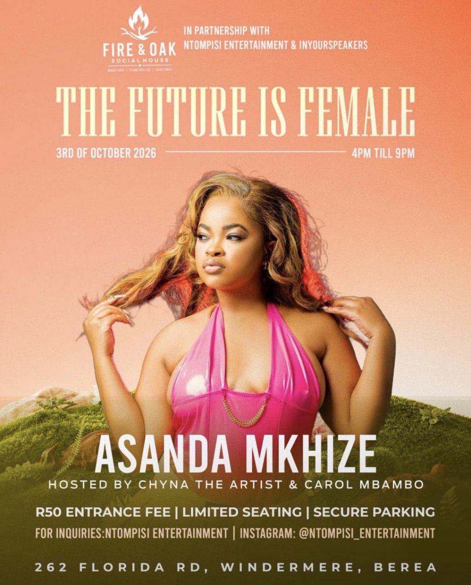 Entitydeep's tweet photo. Catch Asanda Mkhize at Future is Female - Fire & Oak Durban
#entitydeep https://t.co/sfKwprebZg