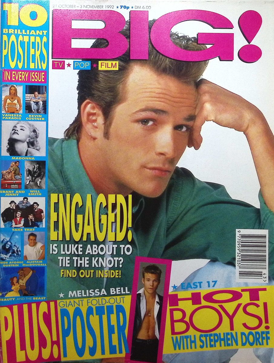 TvDidYouSee's tweet photo. #OnThisDay 21 October 1992 - BIG!
#East17 declare: BIRDS LOVE US!
ENGAGED! Is #LukePerry about to tie the knot?
Who is #Neighbours' Melissa Bell's PERFECT DATE?
#BettyBoo - OOO BETTY - YOU'VE CHANGED!
"MY HAIRCUT WAS SCARY!" says Edward Furlong https://t.co/HDh4Olwewg