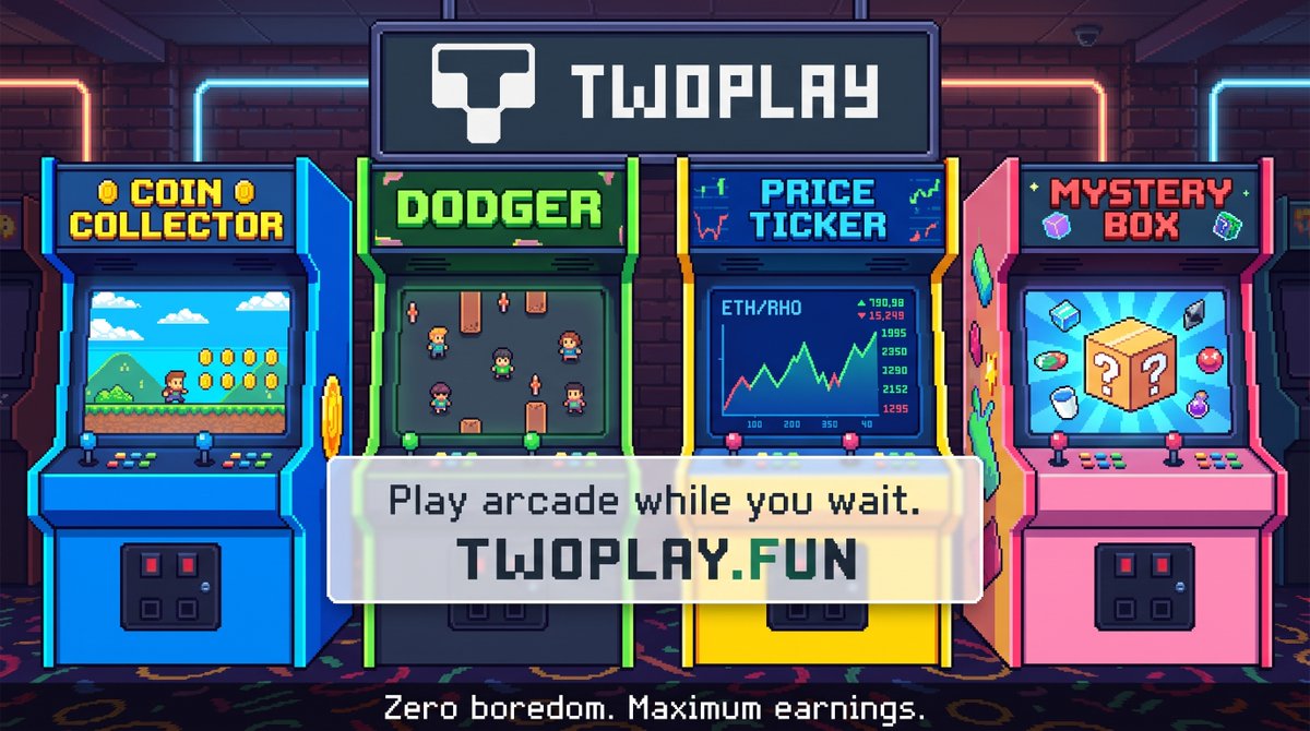 twoplay_fun's tweet photo. Waiting for your Player 2 to match shouldn't be boring. 
Dive into our Arcade Playground at https://t.co/A361fTsMA9!
👾 Coin Collector 
🛡️ Dodger 
📈 Price Ticker 
🎁 Mystery Box
Play while your liquidity pool gears up. ZERO boredom, MAXIMUM earnings. https://t.co/BKiyR6LXBj