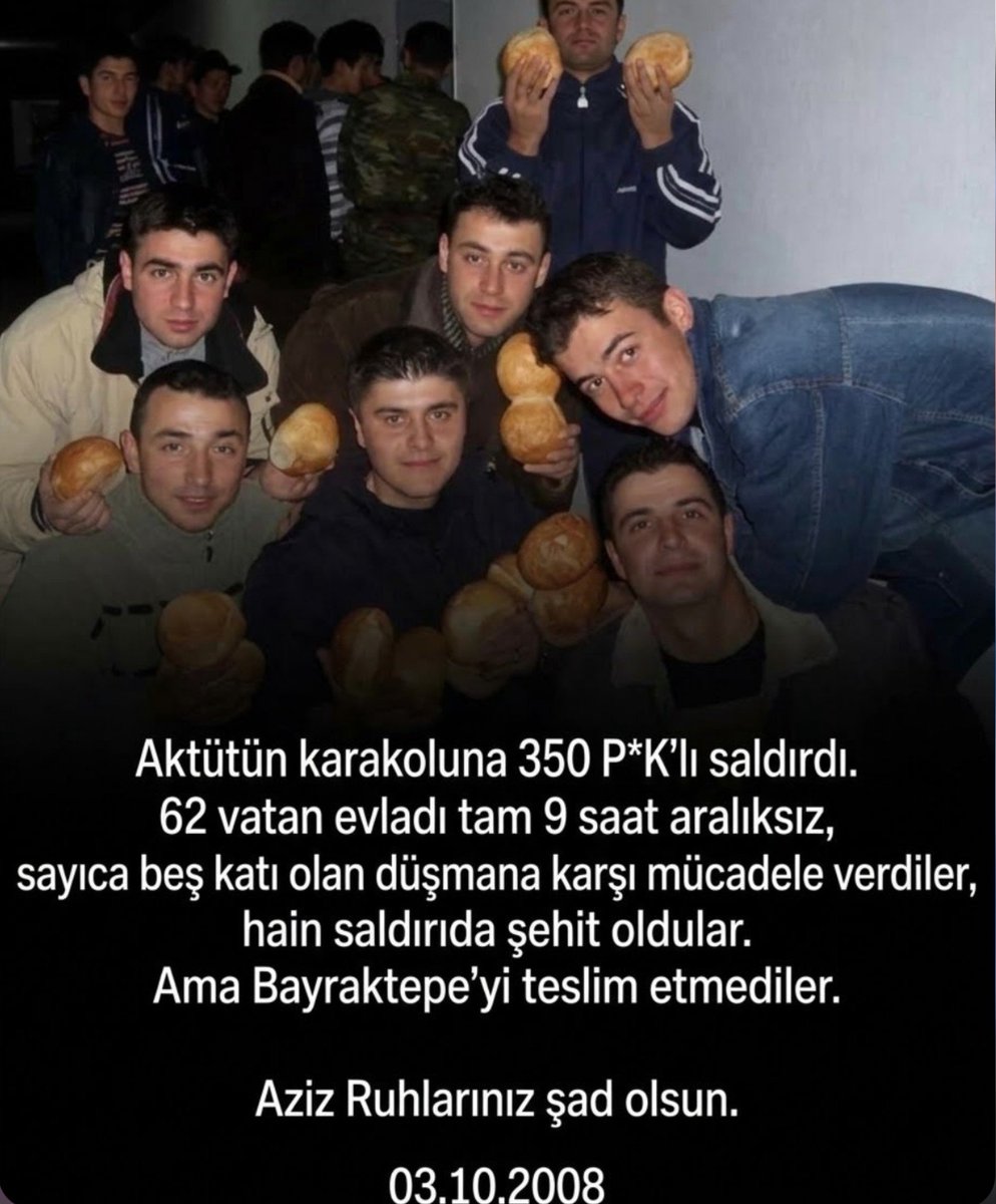 SametKuvan's tweet photo. 350 pkklı terörist Aktütün Karakoluna saldırdı.
62 Vatan evladı 9 saat aralıksız sayıca 5 katından fazla olan düşmana karşı mücadele verdi.
17 Kahraman şehit düştü ama Bayraktepe’ yi teslim etmedi ve Aktütün’ ü 123 pkk lıya mezar etti.
Vatan size minnettar. 🙏🇹🇷 https://t.co/qAv7NetrFx