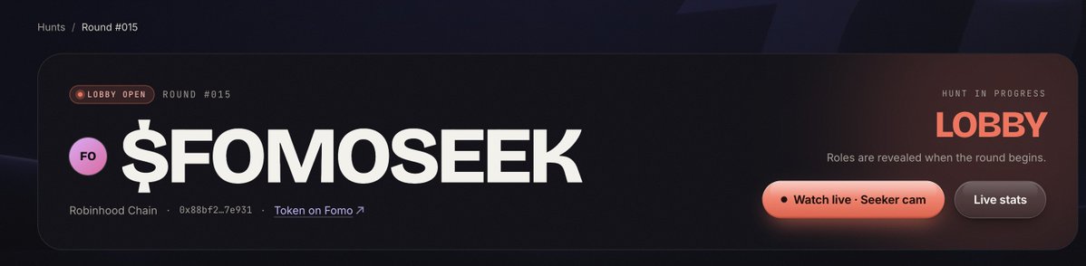 playfomoseek's tweet photo. Hunt is live, if you didn't get in feel free to watch it! https://t.co/dNwIjorMEj