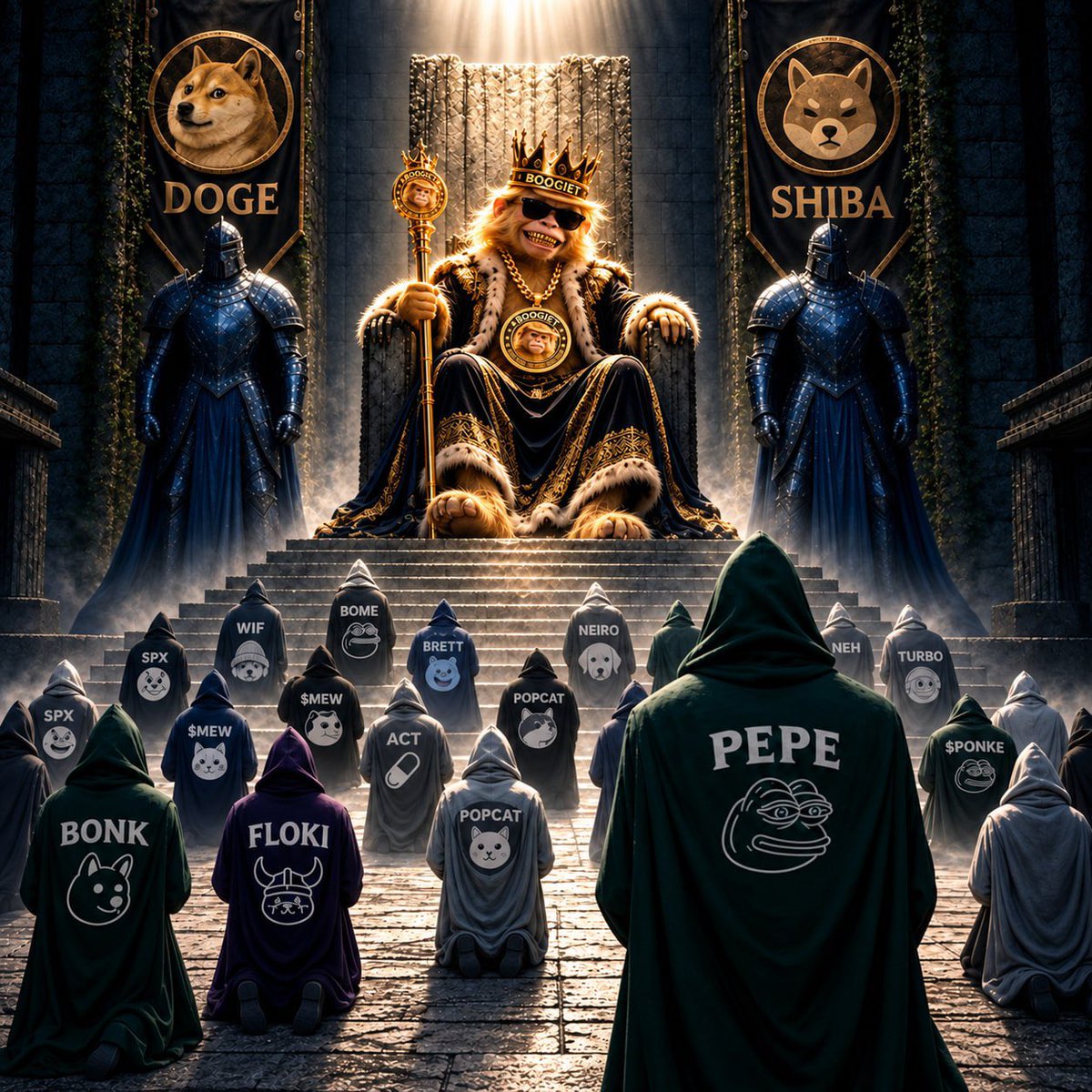 BoogieTrumpCoin's tweet photo. “In an empire built on speculation, only one throne remains untouched by the chaos. While the market kneels before the next narrative, the crown belongs to those bold enough to create one. 

CA: CUnamo88zbYTRtS55Nawy23PWxBa5W1A7SQGcynzmoon https://t.co/iANWIRn318
