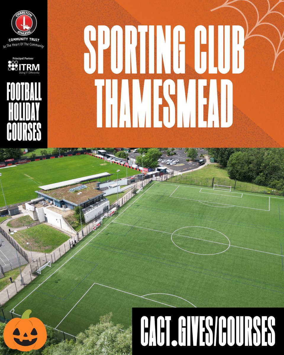 CAFCTrust's tweet photo. ⚽️ Four venues. High-quality facilities. Plenty of opportunities to develop your football this October half-term!

Our Football Holiday Courses are coming to @Royal_Greenwich, @LBofBexley and @Kent_cc, with sessions running from October 26th to October 30th 🎃

Book here ➡️ https://t.co/nCl2cnJUvy

#cafc | @FSD_CACT