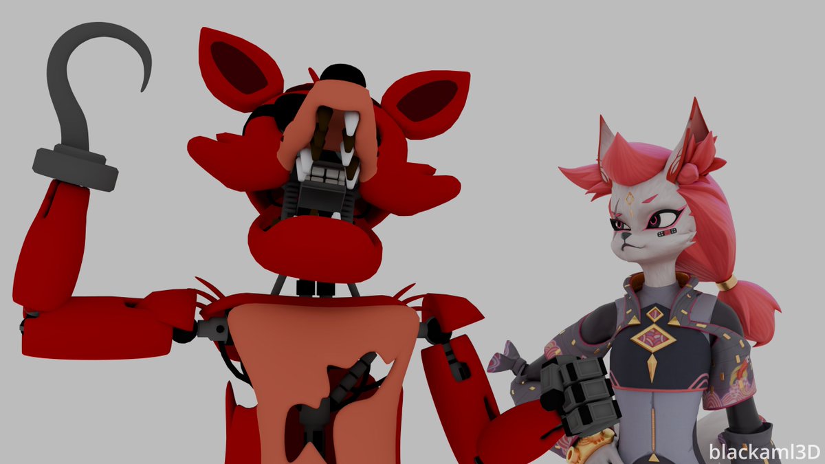 blackaml3D's tweet photo. Fox meet fox !

#kimiko #kimikofivetails #foxy #fnaf #fortnite #fortniteart #3d https://t.co/4T1Ppdm2BF