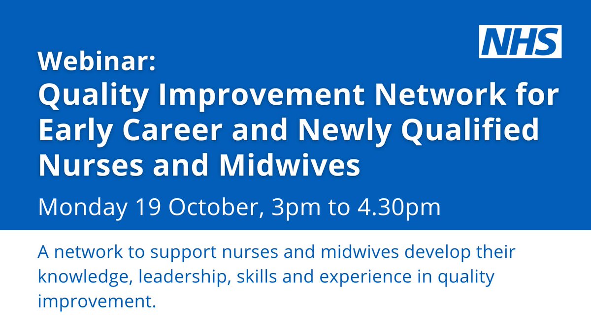teamCNO_'s tweet photo. This network supports nurses and midwives who are within 5 years of qualification or NMC registration to develop confidence and skills in quality improvement and its application in practice. Sign up and join the next webinar on 19 October. #teamCNO
➡️ https://t.co/5Qi5OWybl7 https://t.co/awgvqsyLPS