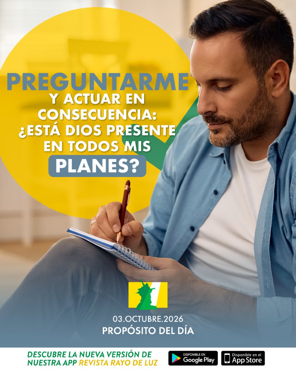 rayodeluzrd's tweet photo. No se trata solo de pedir que bendiga lo que ya decidí, sino de permitirle orientar mis pasos. 👣 Que mis proyectos nazcan también de la 🙏🏽 oración, el discernimiento y la confianza en su voluntad. 😇
 
#PropositodelDia #RevistaRDL #RayodeLuz https://t.co/BUslaMKlFX
