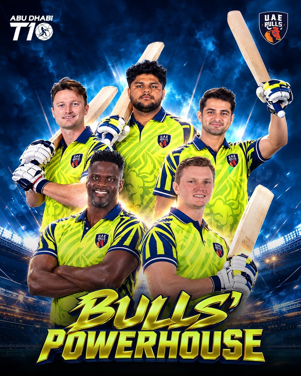 BullsT10_'s tweet photo. Someone better tell the opposition bowlers… the Bulls are bringing the big bats.

#UAEBulls | #YallaLetsGo |  #AbuDhabiT10 | #CricketsFastestFormat | #InAbuDhabi

{UAE Bulls, Abu Dhabi T10, Squad} https://t.co/o72pAuP4PO