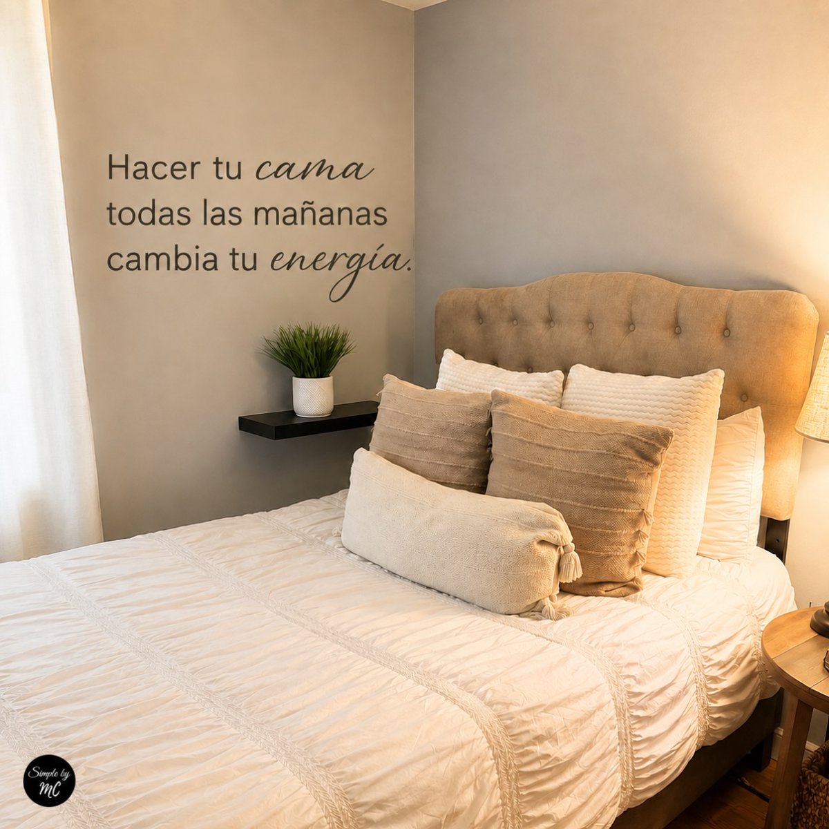 LutherTirogly's tweet photo. Making your bed each morning may seem small, but it can completely change the energy of your day. Marisol Cartagena 
Founder of SimpleByMC https://t.co/O5V8TIRQbn