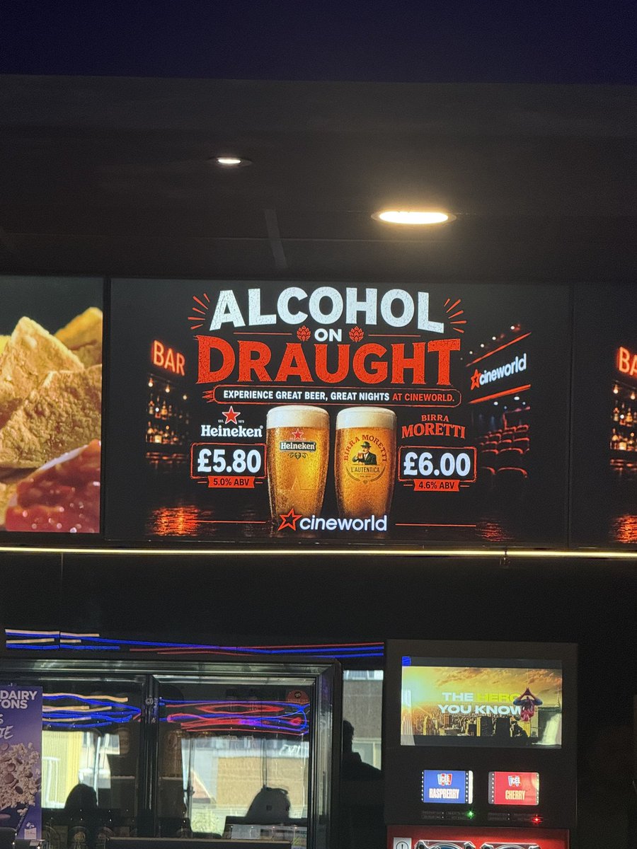 MiichaelKing's tweet photo. Cineworld, a company who earn millions in profit by showcasing the hard work of real artists, using AI to advertise their drink deals is really gross imo. 

@cineworld do better. https://t.co/yTlGdl82sE