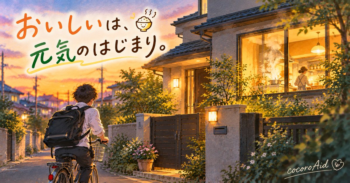 cocoroAid's tweet photo. 「今日なにごはん？」

家に帰ると、ご飯の匂いがする。
それを楽しみに帰ってくる息子。

私の元気のはじまりは、息子の「おいしい」だった。
🌿おいしいは、元気のはじまり｜cocoroAid @cocoroAid #おいしいは元気のはじまり https://t.co/NsA89MkZLM https://t.co/WIibYCfO2K