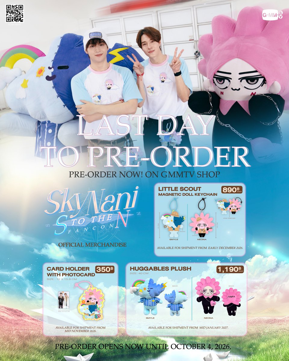 GmmtvShop's tweet photo. วันนี้พรีออเดอร์ SKY NANI S to the N FANCON OFFICIAL MERCHANDISE วันสุดท้ายแล้วนะคะ

สั่งซื้อที่นี่ / Order Here
https://t.co/Rct06RPUFx

#SkyNaniSToTheNFancon
#GMMTV https://t.co/upcVG433cN