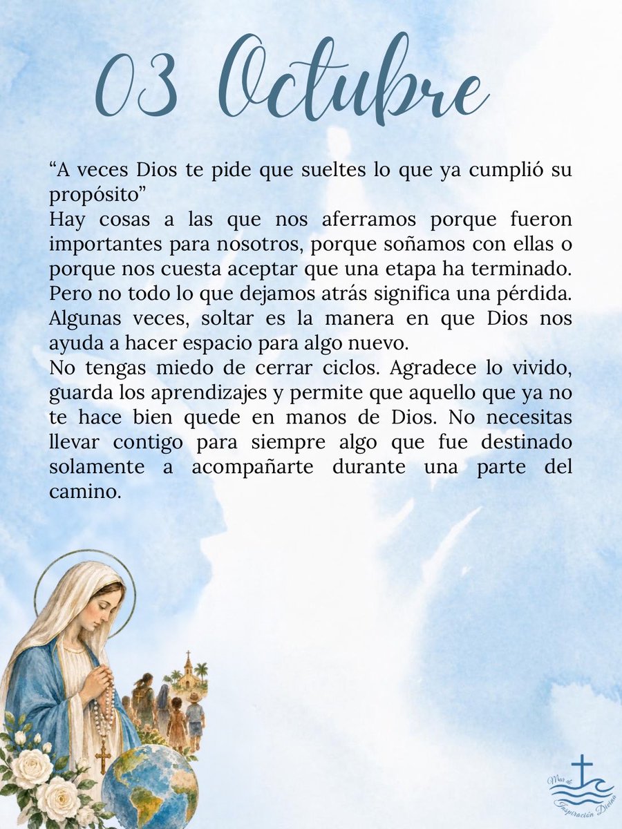 mar_deInsDivina's tweet photo. Soltar no significa dejar de amar ni olvidar; significa confiar en que Dios también puede cuidar de ti cuando decides avanzar. 🙏🏻🤍✝️ https://t.co/Z5bMxEY4LQ