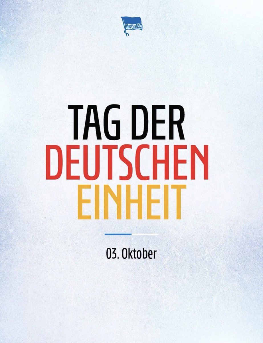 HerthaBerlinSC's tweet photo. Der Tag der Deutschen Einheit erinnert uns daran, wie wertvoll Freiheit, Zusammenhalt, Gemeinschaft und Demokratie sind. Nichts davon ist selbstverständlich. Umso wichtiger ist es, diese Werte zu bewahren und gemeinsam für sie einzustehen! #HaHoHe https://t.co/ZzDXfXq4Vq