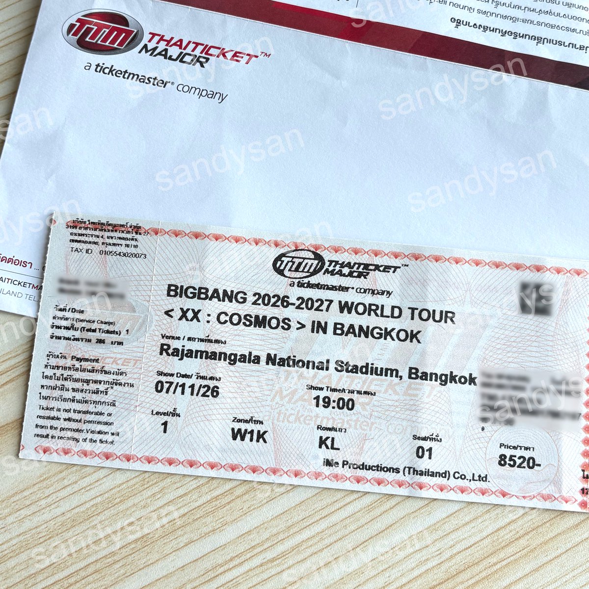 sandysanchoi's tweet photo. ปล่อยบัตร BIGBANG วันที่ 7/11/26 ค่ะ

ราคา 8,520 บาท 🫶

วิวดีเสาไม่บัง 
Zone: W1K
แถว: KL
ที่นั่ง: 01 (ขอบสุด)

ส่งต่อเพราะย้ายไปอีกโซนค่ะ

นัดรับสยาม หรือส่งไปรษณีย์
สนใจ DM ได้เลยค่าา

#COSMOS_WORLD_TOUR_IN_BANGKOK #ตลาดนัดบิ๊กแบง #ตลาดนัดbigbang #Bigbang #บัตรคอนเสิร์ต https://t.co/s4iUizhs5d