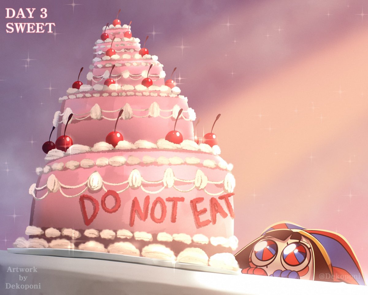 Dekoponi's tweet photo. #Digitaltober Day 3 : Sweet

A small bite wouldn't hurt anyone.... Right? 

#tadcfanart #pomni https://t.co/LBYilT5Z8M