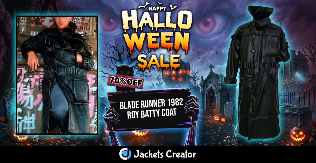 jacketscreator's tweet photo. 🤖 Blade Runner Roy Batty Coat 🔥
Bring iconic futuristic Blade Runner style to your wardrobe! 🌃🧥
🎃 HALLOWEEN SALE — 70% OFF! 🎃
Shop Now: https://t.co/EyQHzZNka4
#BladeRunner #RoyBatty #SciFiFashion #HalloweenSale #70Off https://t.co/RIoofFKAyE