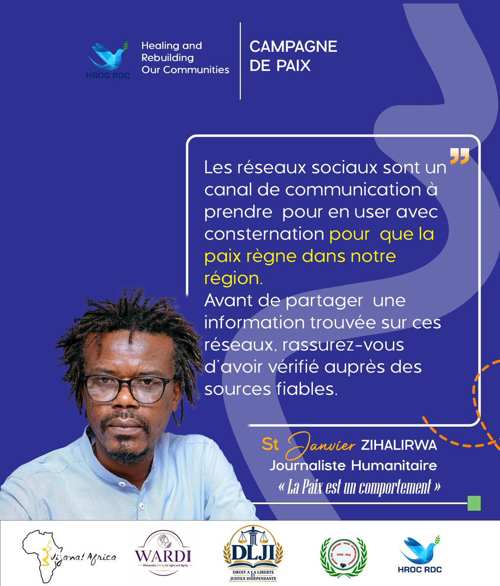 VLukangila's tweet photo. La vérification des informations avant de partager ,reste indispensable pour éviter la désinformation.
Ensemble, faisons  de nos réseaux sociaux des espaces où règne la paix et non la division.
#peacecompaign2026
#traumahealing
#peacebuilding
@healingdrc
@WARDI 
@VijanAfrica https://t.co/ktidFyAUoh