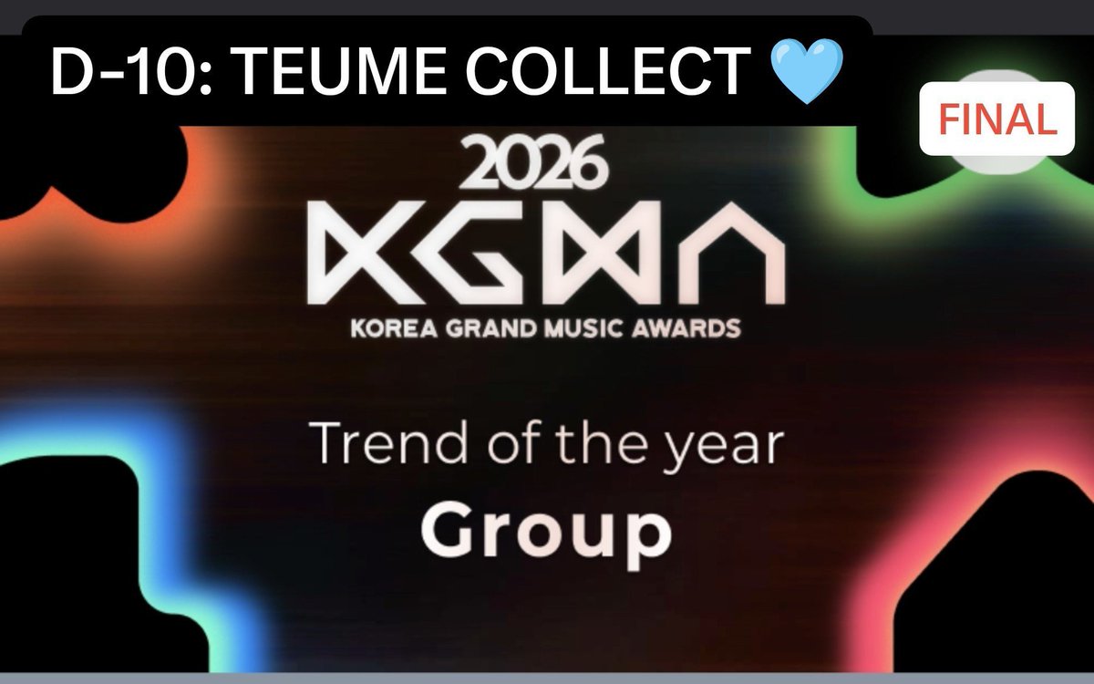 teureals's tweet photo. [🏆] 2026 KGMA  | REMINDER

🚨 D-8 TO FINAL ROUND!

8 DAYS LEFT, TEUMEs! 🏆

Don't underestimate the power of daily collection

💙 Today's votes matter
💙 Tomorrow's votes matter
💙 EVERY SAVED VOTE MATTERS

📅 OCT. 12
🎯 DAY 1:  Rank 1 #TREASURE 

@treasuremembers #VoteTREASURE https://t.co/aeXm6gRoG5