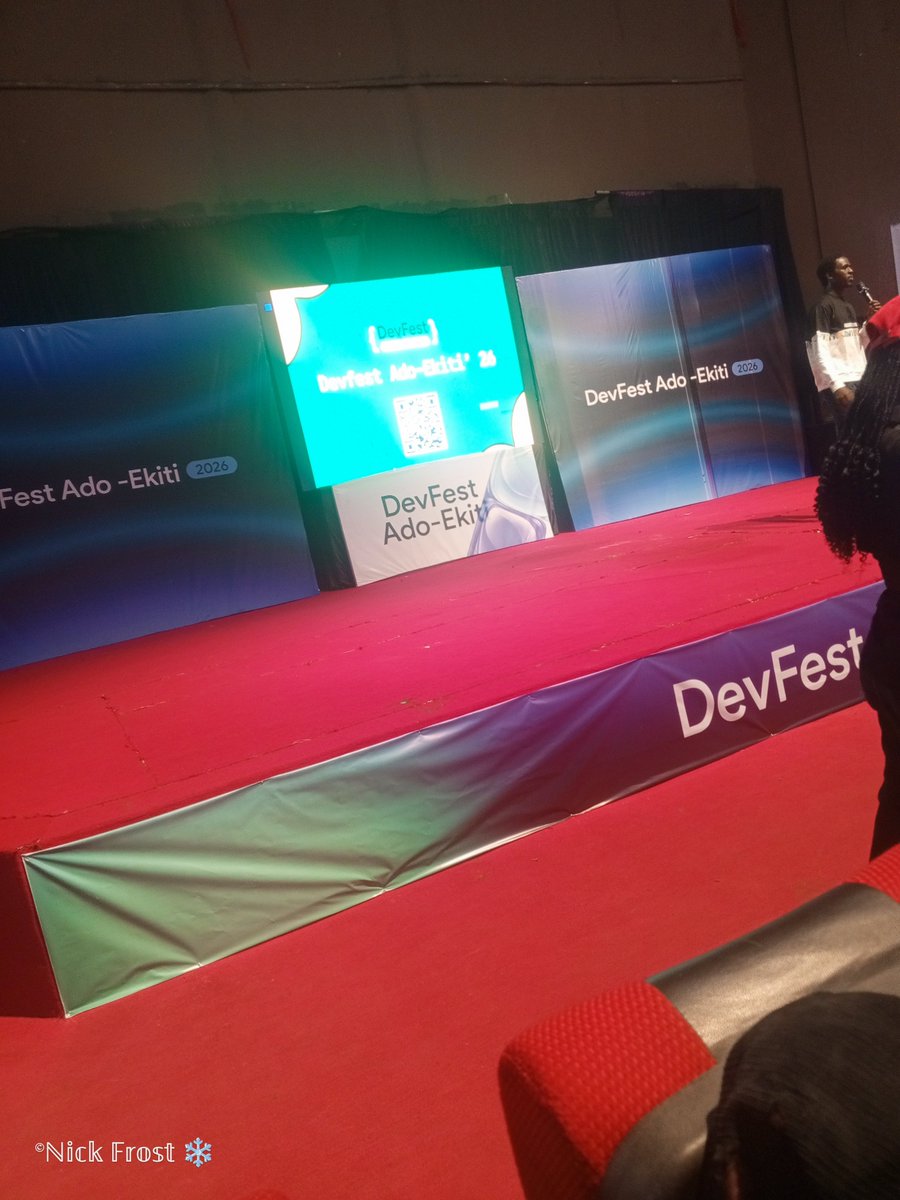 NBenson57814's tweet photo. Live at DevFest Ado Ekiti 2026
#DevFestAdoEkiti #DevFest2026 #devfestado https://t.co/aXzEaqcGRt