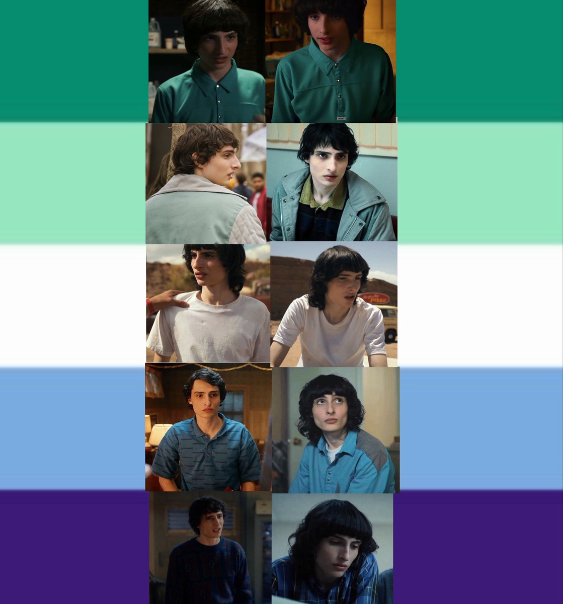 rrubystilss's tweet photo. Mike’s outfits as the gay man’s flag https://t.co/1A5FJ0Sus5