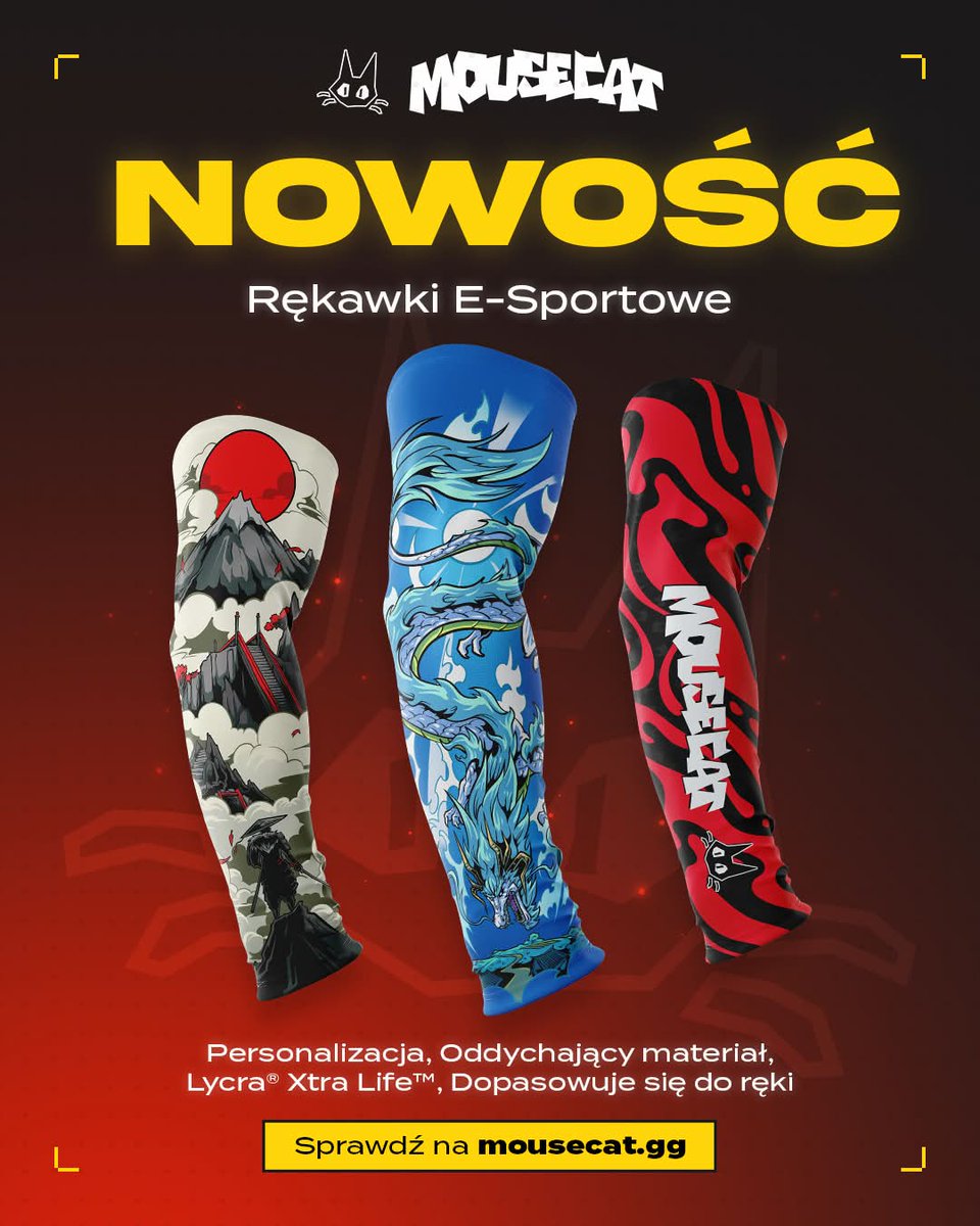 mousecatgg's tweet photo. Z okazji premiery naszego nowego produktu, który tworzymy we współpracy z Miksonem, mamy dla Was mały konkurs👀

Do wygrania są 3x dowolny rękaw Mousecat ze strony https://t.co/R6ORVmNIFh

Żeby wziąć udział:

• polub ten post
• zrób RT
• zaobserwuj @mousecatgg 
• oznacz w komentarzu 2 znajomych

Wybierzemy 3 osoby, a wyniki podamy w ciągu najbliższych 3 dni  

Powodzenia!!!