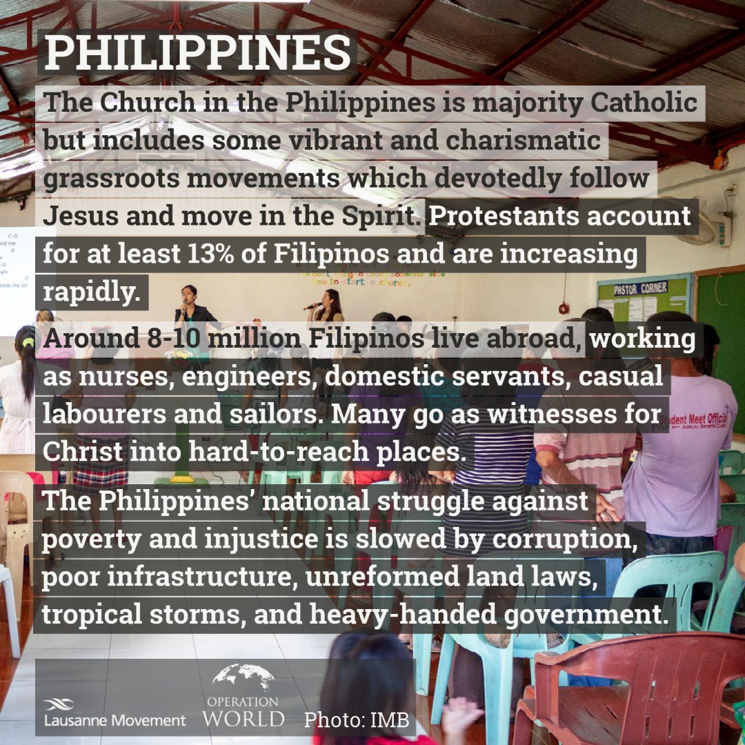 operationworld's tweet photo. Pray for Christians from the Philippines to be a light for Christ all over the world. Read more: https://t.co/FWSNWpXUcv #prayfortheworld #prayforthePhilippines #operationworld https://t.co/ZOTwOMR9u5