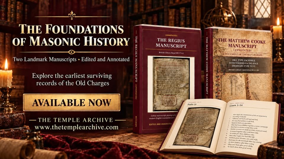 Freemasonry6023's tweet photo. https://t.co/gyawnor6og Discover the foundations of Masonic history through two landmark texts: The Regius Manuscript and The Matthew Cooke Manuscript, carefully edited and annotated for the modern reader. https://t.co/tnorXYWRXg