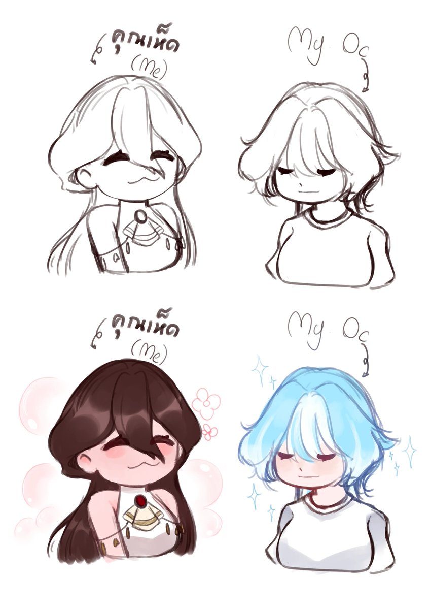 KKaviki's tweet photo. MC &amp; OC ที่มีความคล้ายกัน ไม่ลงสีแทบดูไม่ออก https://t.co/wKqeJ2Yucs