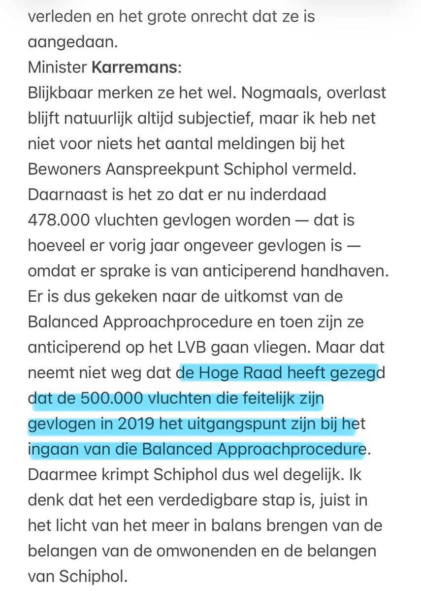 JacquelineAvun's tweet photo. @MinisterIenW De Hoge Raad heeft niet gezegd: ‘2019 is het referentiejaar en de 500.000 vluchten die toen feitelijk zijn gevlogen vormen het uitgangspunt’ 

Dit aantal is wettelijk niet vastgelegd als maximum

#schiphol #lvb @MinIenW @suzanne_GL @IenWTweedeKamer @RBV_for_all 
👇 https://t.co/nxEpXWBR45