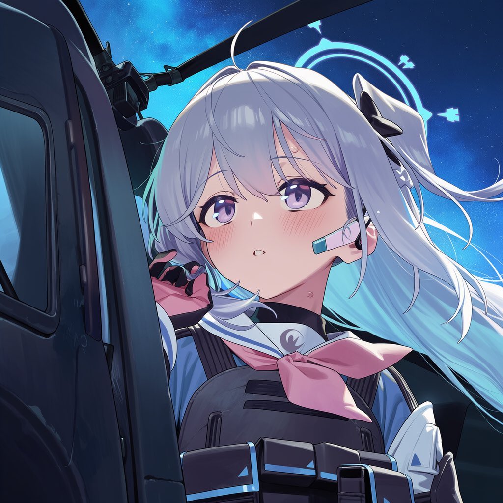 nasikuzusiAP's tweet photo. 今日は早めに就寝。エスコン面白くてやめ時がわからぬ。キヴォトス人ならヘルメットはいらなそう。これはヘリだけども。側面に掴まってるとか、ステップに足かけてるところとか再現してみたかったけど面白画像しか出力されなかったのでまた今度。
#ブルアカ　#ミヤコ https://t.co/32SsF41waf