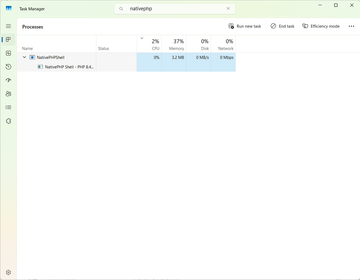 simonhamp's tweet photo. it's 30MB in size, no Electron in sight, and just a single process that's taking up very little resource and completely idle when idle https://t.co/91aGrLZFq5