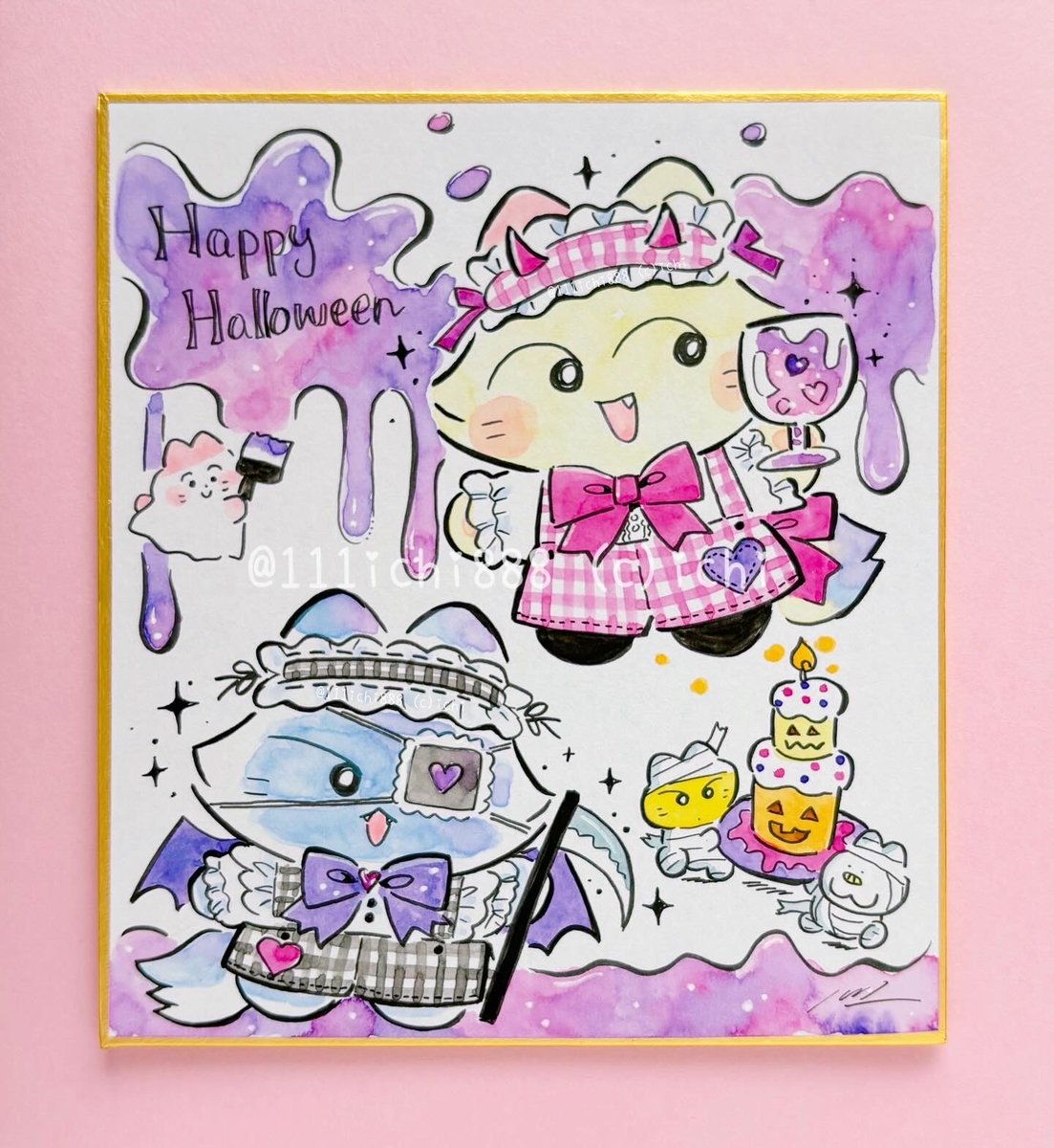 🎃水彩画原画イラスト🎃 明日10/3(土)よる8時から ハロウィンのミニ