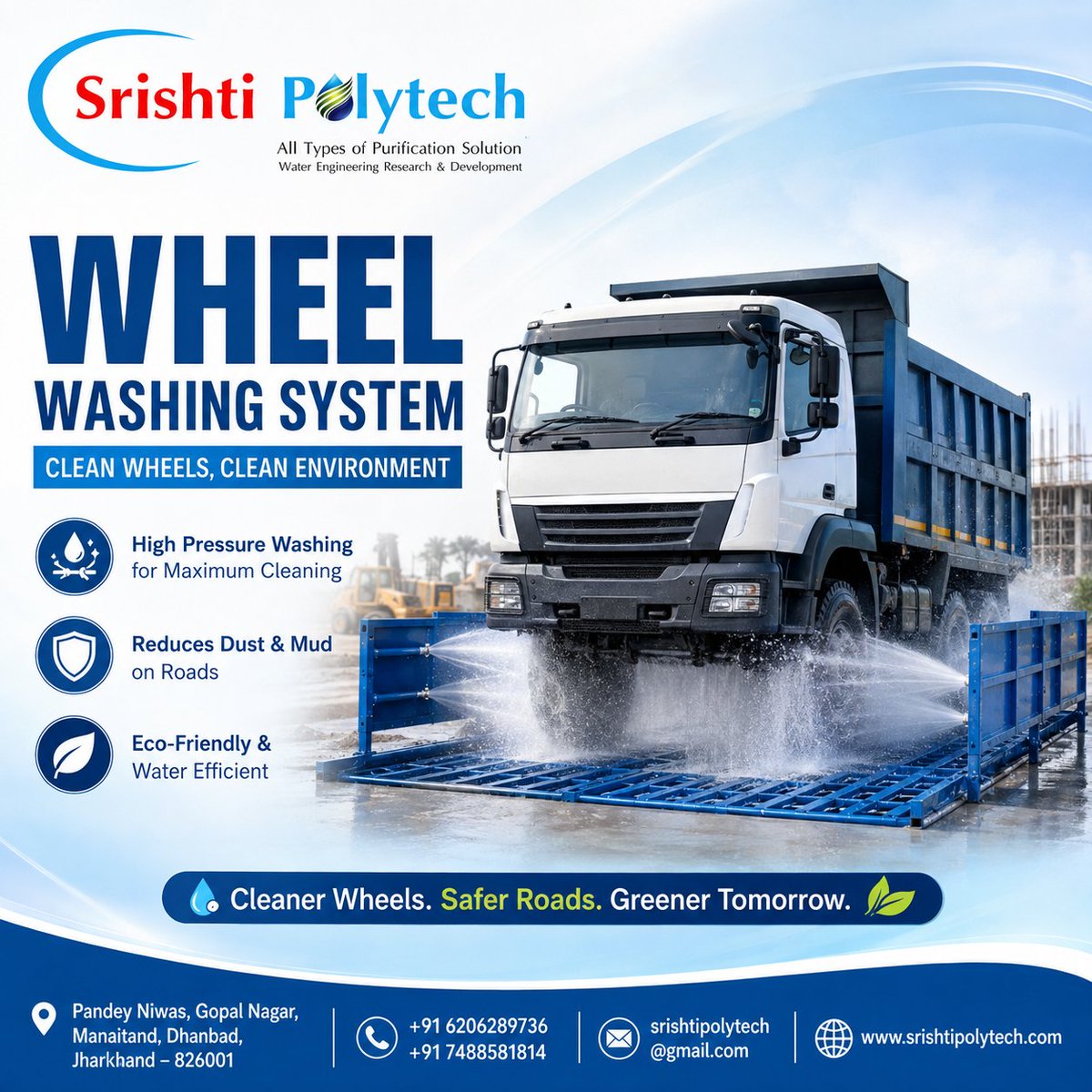 Srishtipoly's tweet photo. Wheel Washing System — Helping industries reduce mud and dust carried onto roads by vehicle tyres. 🚛💧

For efficient vehicle wheel cleaning and better site hygiene, choose reliable industrial wheel washing solutions.

#WheelWashingSystem #IndustrialCleaning #DustControl https://t.co/ZUe6eOYmxR
