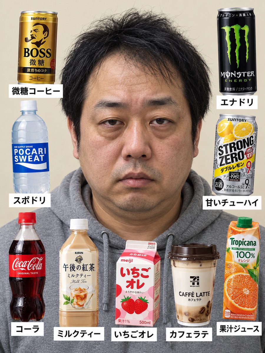 0_q4a's tweet photo. ←毎日缶コーヒーとエナドリ飲んでる男

→毎日水か炭酸水飲んでる男

顔の老け方、食べ物より飲み物で差がつく

見た目が老ける飲み物ワースト5↓ https://t.co/1KRIdBxjnH