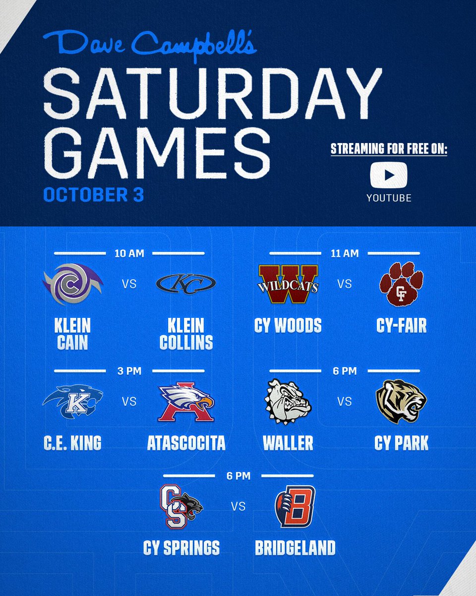 dctf's tweet photo. Bonus football on Saturday. And it’s all FREE. 🏈📺

With several games rescheduled for tomorrow, we’re making all five DCTX streams free to watch on YouTube.

The action starts at 10 a.m. and rolls through Saturday night.

💻 - https://t.co/RsmiH67IxU https://t.co/e8S2UYMbPO