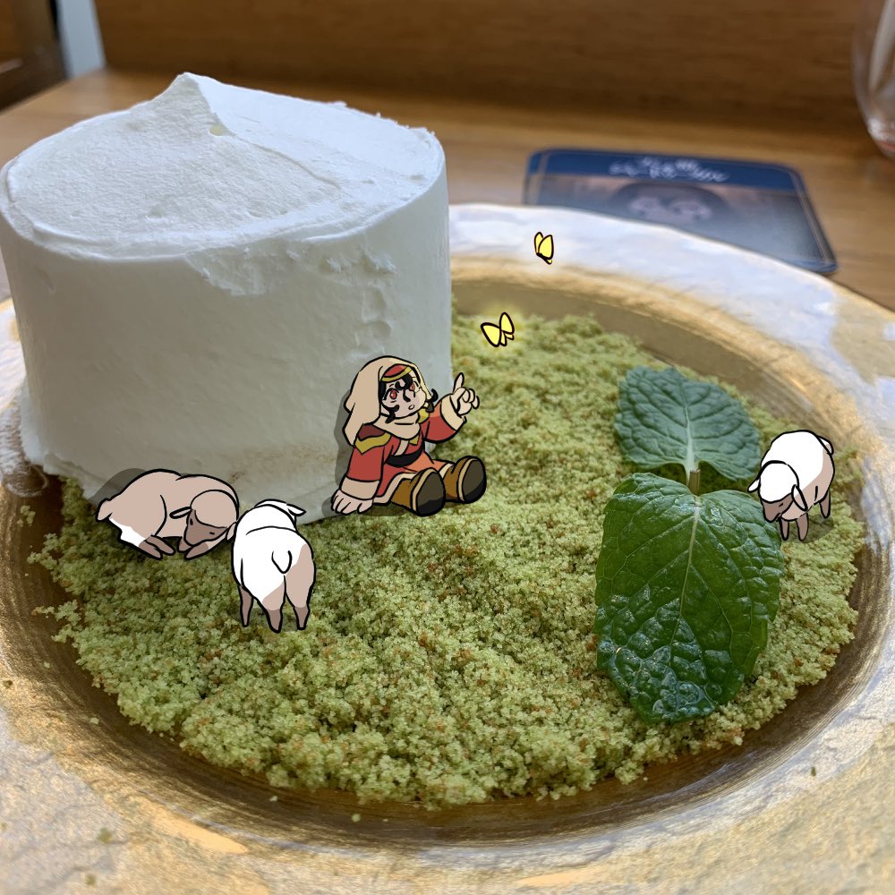 kurooimichi's tweet photo. 天幕のジャードゥーガルコラボカフェに滑り込んできました
ゲル風ケーキとても美味しかった！のんびりシタラを描いてみました🐏
コースターもココアの柄もランダムだったはずなのにシタラ尽くし🫶緑がいっぱいで良いカフェだったな〜
#天幕のジャードゥーガル https://t.co/GmJeJBJkBw
