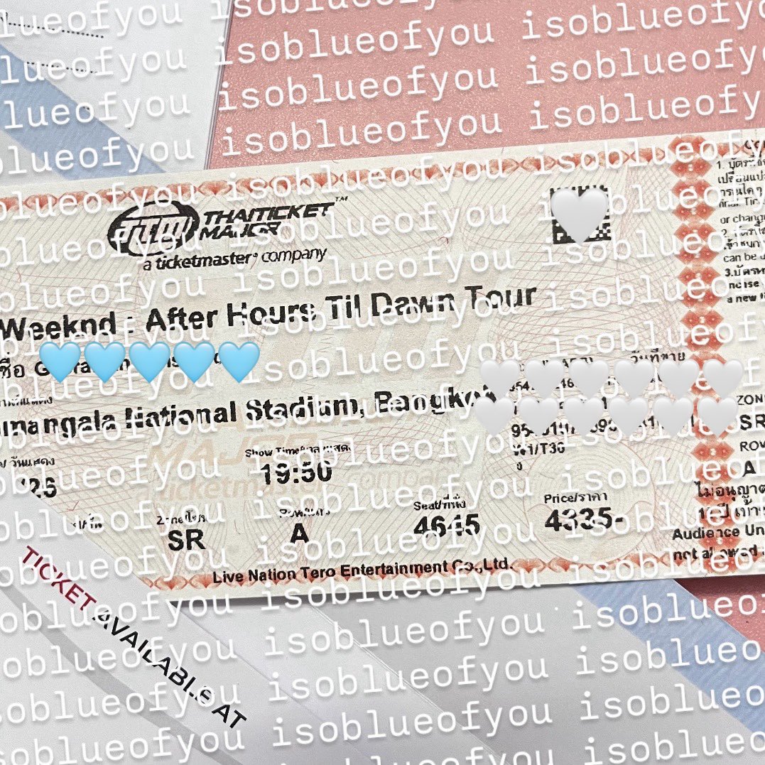 isoblueofyou's tweet photo. ขายบัตรคอน วันที่ 11 ต.ค. บัตรยืน ราคาตามหน้าบัตร กทมนัดรับได้เลยค่ะ เขียนใบมอบอำนาจให้ได้ สอบถามดูเพิ่มเติม dm ka

#TheWeekndLiveInBangkok
#AfterHoursTilDawnTourBKK https://t.co/VJz8NTpsuR