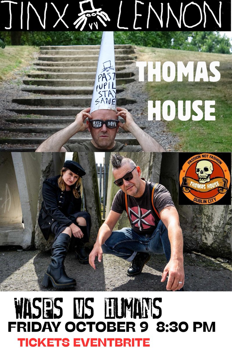 FREESTATENOVA's tweet photo. @FREESTATENOVA Next Friday 9 Oct 8 30 pm  @thomashousedub  special guests @waspsvshumans and new album ' the day homo sapiens destroyed the earth' tickets here  https://t.co/QGADtDjerk https://t.co/LUx2NW2pjk