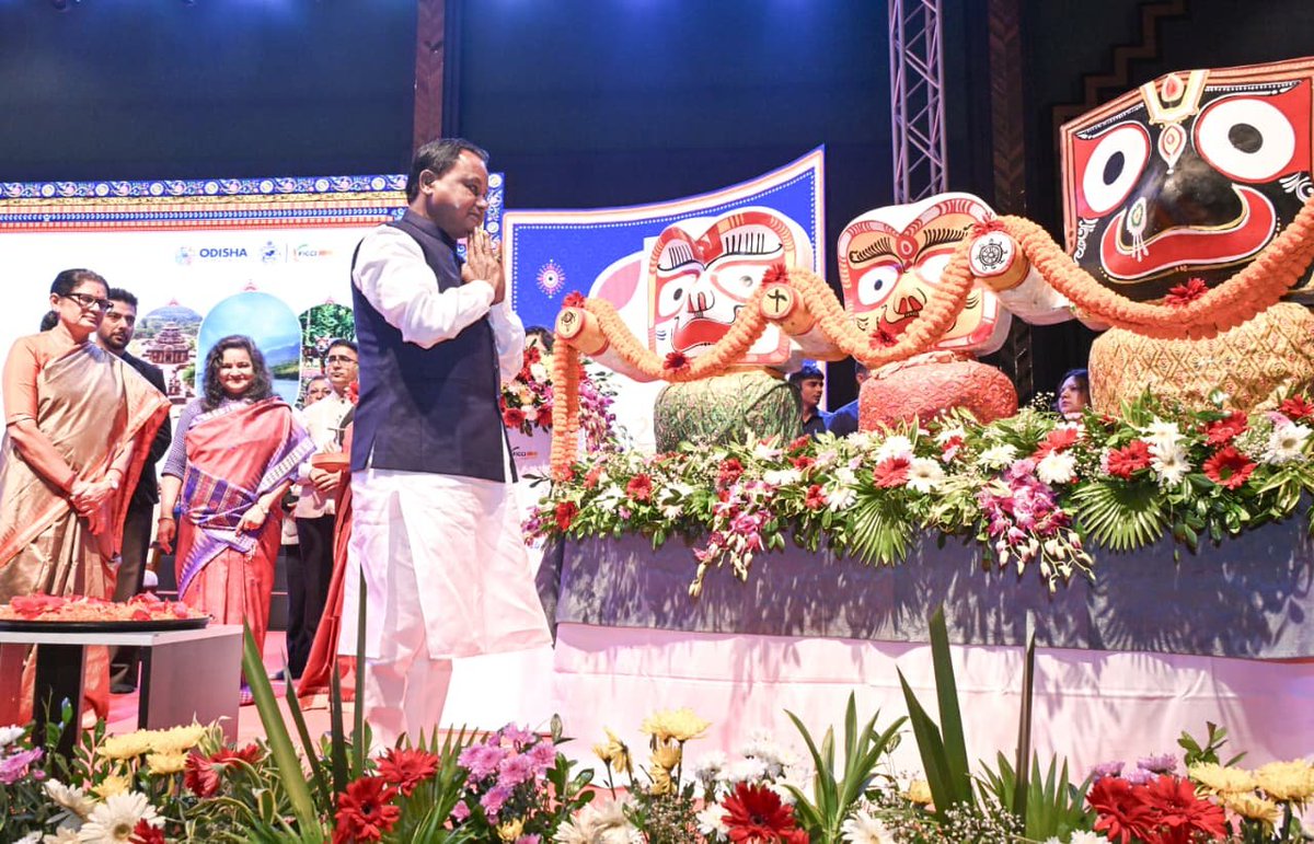 CMO_Odisha's tweet photo. Hon’ble Chief Minister Shri Mohan Charan Majhi inaugurated the 7th edition of Odisha Travel Bazaar in Bhubaneswar, showcasing Odisha’s rich heritage, natural beauty and tourism potential, while inviting national and international investors, hospitality brands and tourism partners to explore the State.

Key measures include Tourist Police at 29 destinations, 1,000 trained lifeguards through OSWALI, a 5,500-acre tourism land bank and ₹1,500 crore provision for 2026–31. The minimum room requirement for star hotels has been reduced to 10, with capital subsidy enhanced up to ₹120 crore. The new Odisha Tourism Portal and Investment Incentive Management System were also launched.