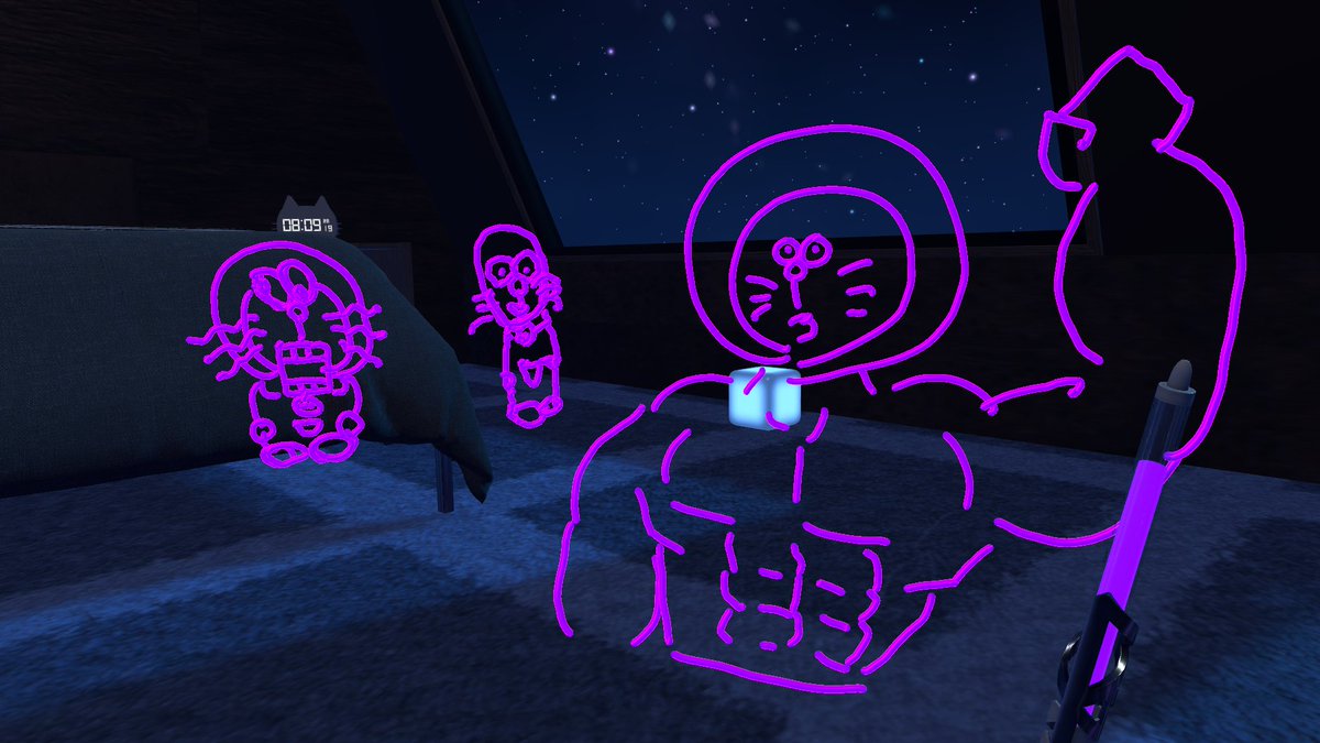 VRCbga's tweet photo. ドラえもん描いてって言われて三人で描き比べ https://t.co/ES404vp703