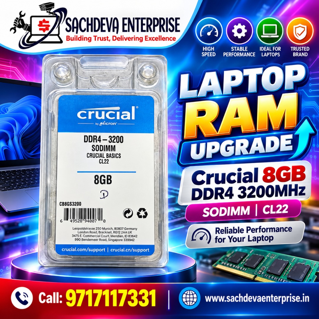 SachdevaEnterpr's tweet photo. 💻🚀 Boost Your Laptop’s Performance with a RAM Upgrade! ⚡

🏢 Sachdeva Enterprise
Building Trust, Delivering Excellence.

📞 Call Us: +91-9717117331
🌐 Website: https://t.co/UUMdOFusG0

💡 Upgrade Your RAM. Upgrade Your Productivity!

#SachdevaEnterprise #CrucialRAM #LaptopRAM https://t.co/vPbN0bqM86
