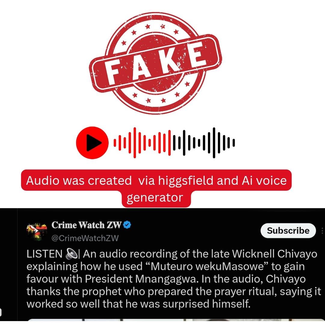 MamboMapondera's tweet photo. The issue of trending is now a cancer someone will go as far as creating a fake audio of the late Sir Wicknell, fellow Zimbabweans we need to do better. https://t.co/m6F4xRauMy