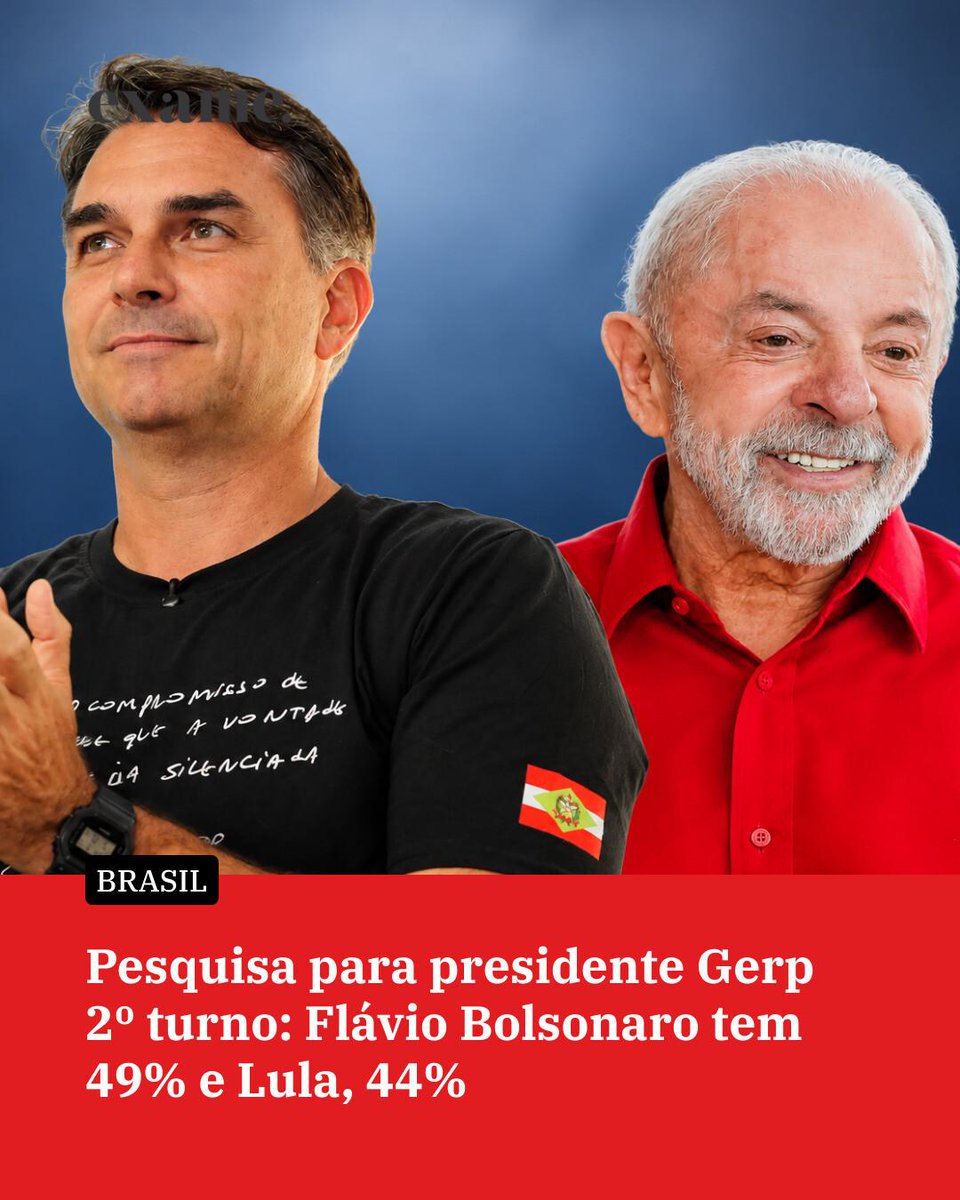 exame's tweet photo. Distância de cinco pontos garante vantagem para o senador contra o atual presidente no confronto direto https://t.co/5D4hi1yCCS